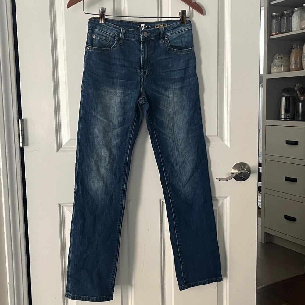 7 FAM Standard Jeans straight leg stretch Size 14 med/dark wash